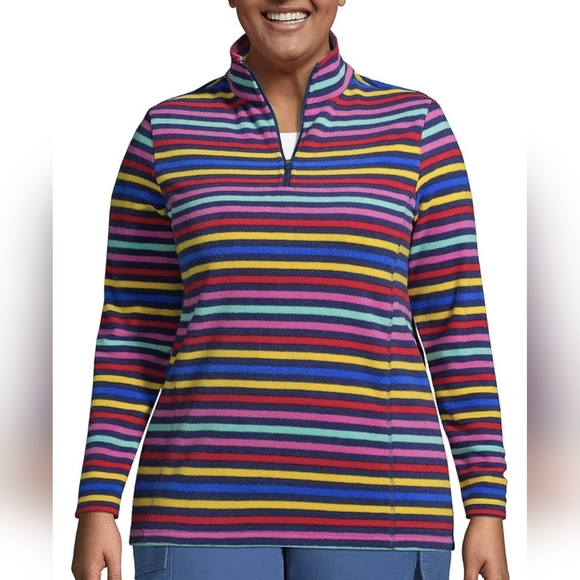 Lands' End Fleece Quarter Zip Pullover - Picture 7 of 8